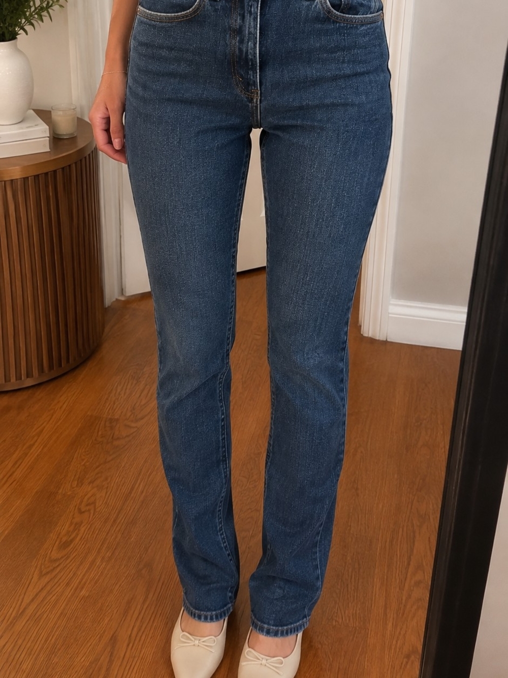 High-Rise Straight Leg Women's Jeans in Dark Blue